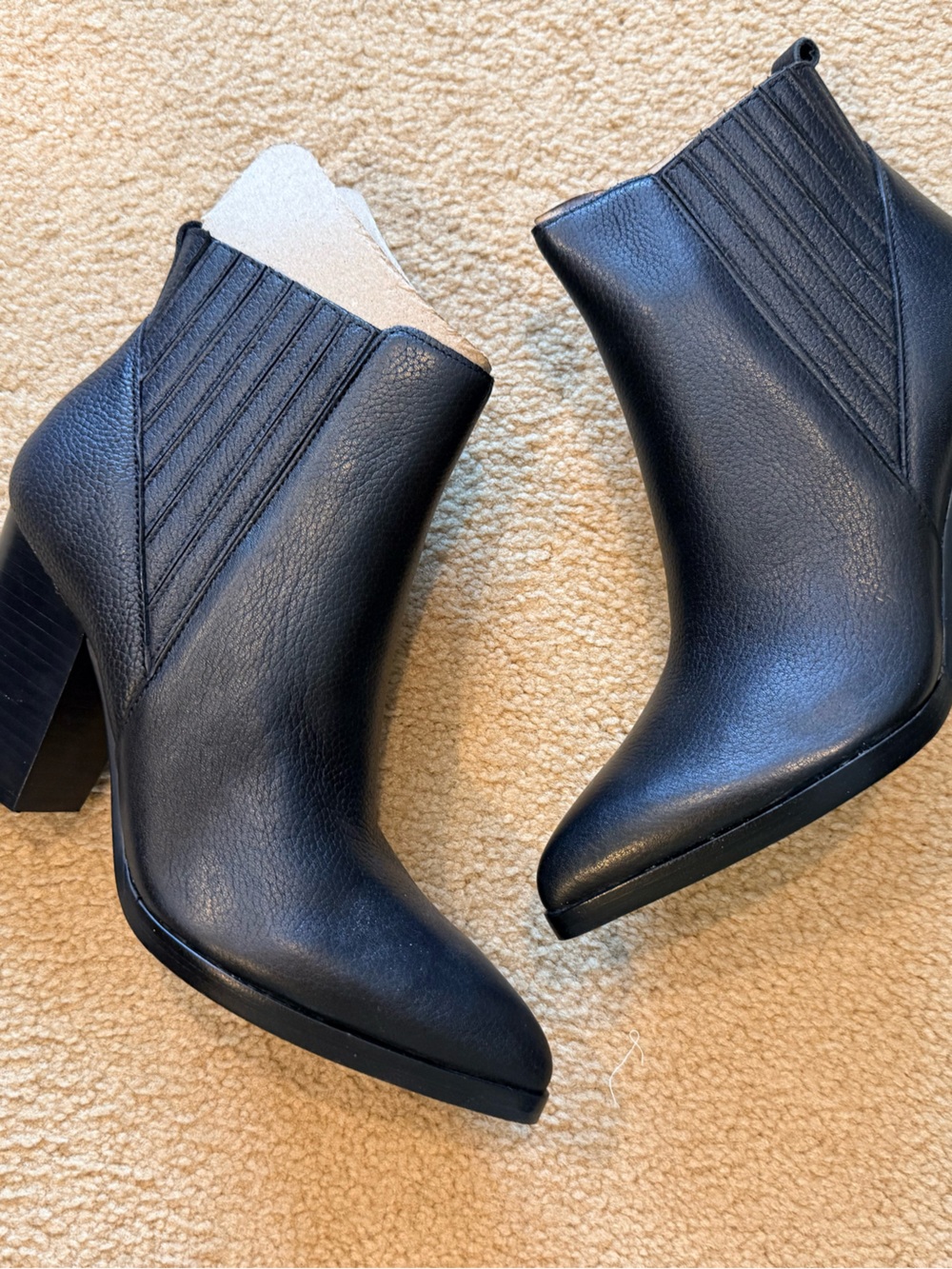 Marc Fisher Black Leather Ankle Booties with Block Heel